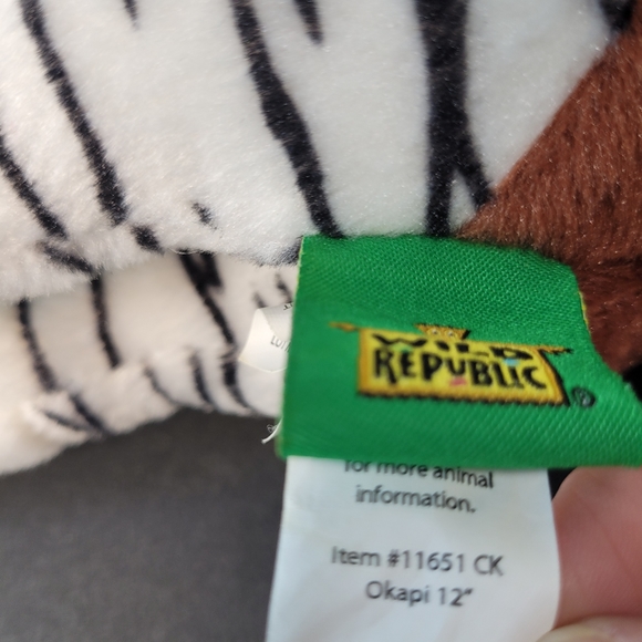 Wild Republic Okapi Plush Exotic Wild Animal Zebra Striped Legs 12" Standing - Picture 8 of 8